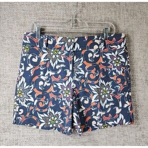 Ann Taylor LOFT The Riviera Short Bold Floral Womens 6 Blue Orange Cotton NEW